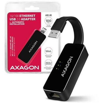 Axagon Сетевой адаптер ADE-XR 10/100Mbit, USB 2.0, Ethernet, 1 RJ-45 порт, Realtek RTL8152, черный (ADE-XR)