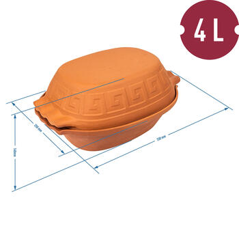Browin māla cepamtrauks 770608, 4L, 33cm, 24,2cm, 15,6cm, ar vāku, dabīgais māls (770608)