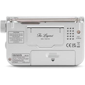AIWA RS-55/SL карманное радио, FM 88–108 МГц, AM 530–1600 кГц, динамик 57 мм, разъём 3,5 мм, 2×AA, серый (RS-55/SL)
