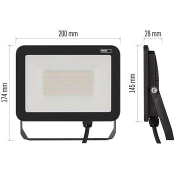 Emos LED-прожектор INOVO ZS2642, 50 W, 5500 lm, нейтральный белый, IP65, алюминий, стеклянный диффузор, 120° угол луча (ZS2642)
