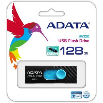 Adata USB флеш-накопитель AUV320-128G-RBKBL 128 ГБ, USB Type-A, USB 3.2 Gen 1, черный, синий, слайд (AUV320-128G-RBKBL)