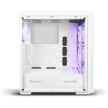 Genesis Компьютерный корпус Irid 505 V2 ARGB NPC-1872, Midi Tower, ATX, белый, 4x120mm ARGB вентилятора, закаленное стекло (NPC-1872)