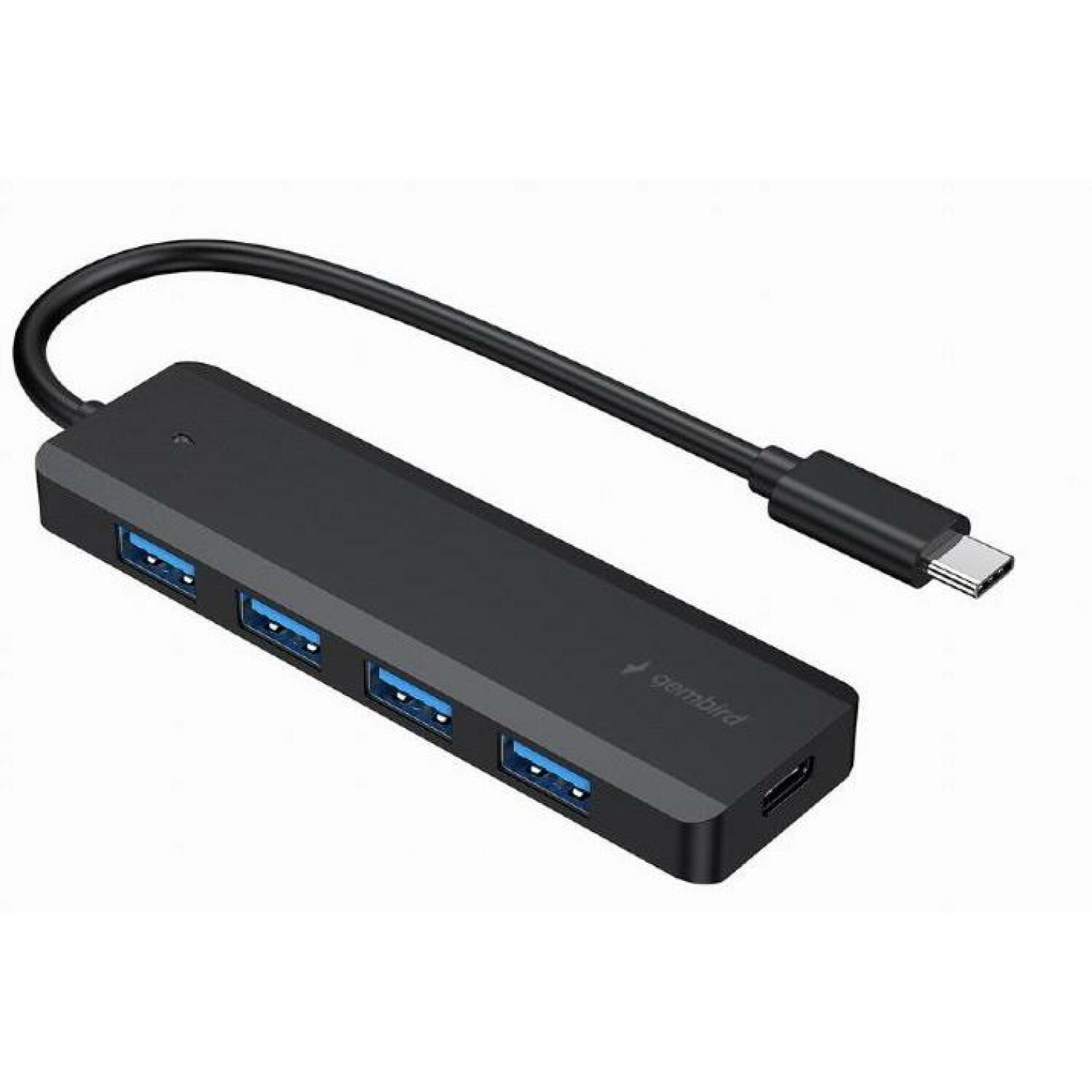 Gembird USB хаб UHB-CM-U3P4P-01 4-портовый USB 3.1 Type-C, 5 Гбит/с, черный, питаемый хаб (UHB-CM-U3P4P-01)
