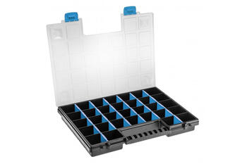 Hogert HT7G026 instrumentu kaste, 399x303x50mm, 650g, ar starpsienām, caurspīdīgs vāks, fiksatori (HT7G026)