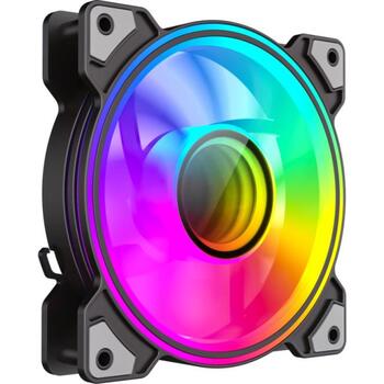 Gamemax Korpusa ventilators DUAL RING INFINITY BK, 120mm, 47cfm, 1200rpm, 30dBA, caurspīdīgas ventilatora lāpstiņas (DUAL RING INFINITY BK)