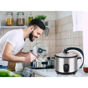 Beper Пароварка для Риса P101VAP001, 400W, 1L, стеклянная крышка, стальная конструкция, антипригарная чаша, паровая подставка (P101VAP001)