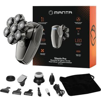 Manta Trimmeris HS-02CH, 3-7mm, IPX7, 5 uzgaļi, USB-C uzlāde, akumulatora darbības laiks 90 min (HS-02CH)