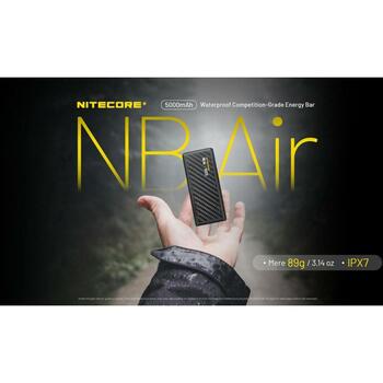 Nitecore Power Bank akumulators NB AIR 5000 mAh, 3.88 V, IPX7, 18 W, USB Type-C, melns (NB AIR)
