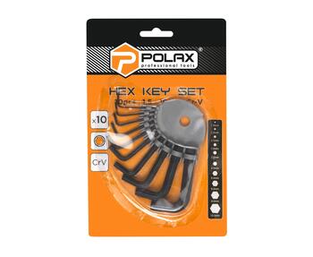 Seškanšu atslēgu komplekts 10 gab., 1.5-10mm, CrV 25-011 POLAX (25-011)