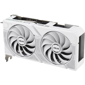 Asus Видеокарта DUAL-RTX5060-O8G-WHITE, 8 ГБ GDDR7, 3840 CUDA ядер, 2.5 слота, PCIe 5.0, 2 вентилятора, 7680 x 4320 (DUAL-RTX5060-O8G-WHITE)