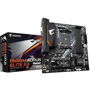 Gigabyte Mātesplate B550M AORUS ELITE AX 1.3, AMD Ryzen 5000, 5+3 fāzes VRM, līdz 4733MHz DDR4, 1xPCIe 4.0 + 1xPCIe 3.0 M.2 (B550MAORUSELITEAX1.3)