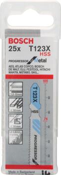 25 figūrzāģa asmeņi T 123 X (Progressor), Figūrzāģiem PRO METAL THICK AND THIN T123XF FIGŪRZĀĢA ASMENS, 2608638474, BOSCH (2608638474)