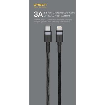 Orsen USB кабель S51, 3A, 1м, TPE + ткань, YD/T 1591-2009 (S51)