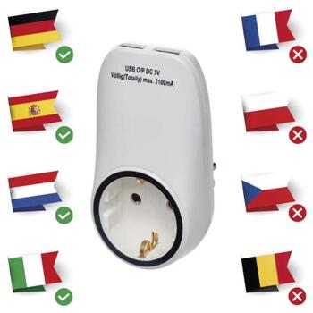 Emos Розетка P0072, 1x2P+PE, 2xUSB 5V DC 2100mA, IP20, 3680W, защита от детей (P0072)