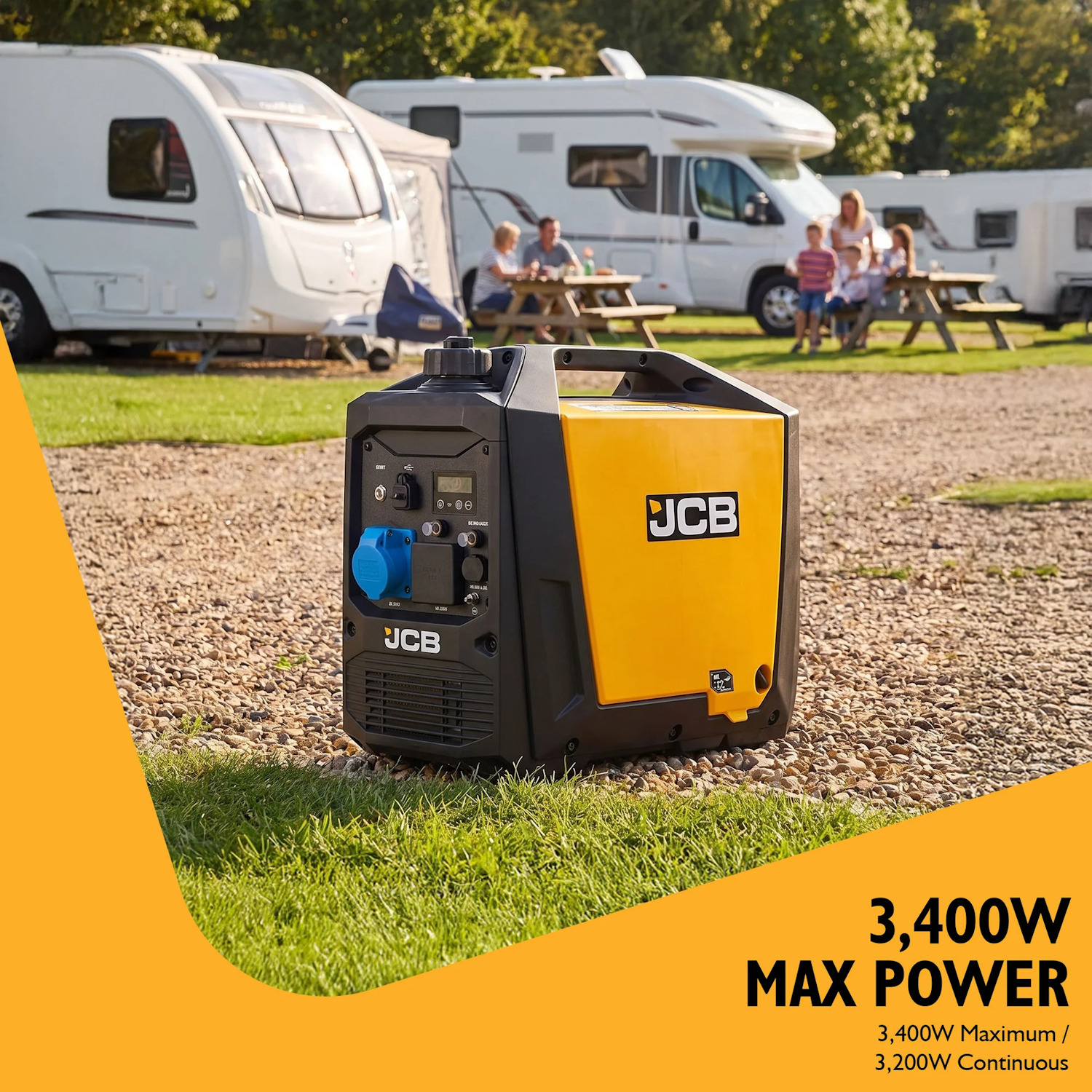 JCB JCB-IG3500E invertora benzīna ģenerators elektroapgādei 3400W 230V 149cm³ elektriskais starts Pure Sine Wave USB USB-C (JCB-IG3500E)