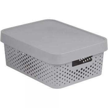 Ящик перфорированный с крышкой Infinity Recycled 11л 36x27x14cм серый Curver 0804753099 (0804753099)