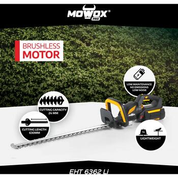 Mowox Trimmeris EHT 6362 Li, 4300/6300rpm, 630mm, Akumulators, Lāzera precizitātes asmeņi, Gredzenveida rokturis (EHT 6362 Li)