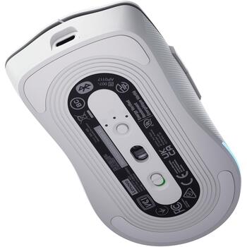 Lenovo bezvadu spēļu pele Legion M220 GY51V60437, 5000 dpi, 2.4 GHz, Bluetooth, USB-C, 7 pogas, RGB apgaismojums, optiskā, balta (GY51V60437)