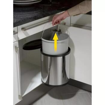 Hailo Compact-Box M 033555101, 15L, нержавеющая сталь, встраиваемый мусорный бак, автоматическое открывание крышки (033555101)
