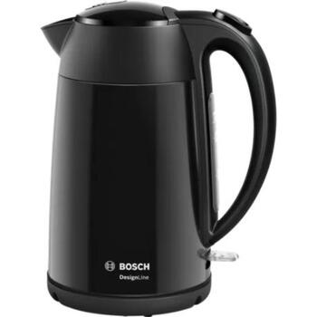 Bosch Чайник DesignLine TWK3P423, 2400 W, 1.7 L, нержавеющая сталь, 360° вращающаяся база, черный (TWK3P423)