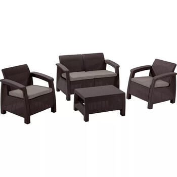 Keter Corfu Set 29197361599, комплект садовой мебели, 2 кресла, диван, стол, 31.35kg (29197361599)