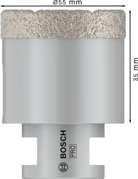Dimanta caurumzāģis 55 mm DrySpeed Best for Ceramic, Mazām leņķa slīpmašīnām PRO CERAMIC DRY KROŅURBIS, 2608587126, BOSCH (2608587126)
