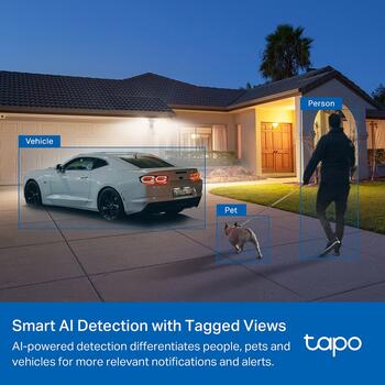 Tp-Link умная камера с прожектором Tapo C720, 2K QHD, 2800 лм, 150°, IP65, Wi-Fi, 512 ГБ microSD, AI обнаружение (TAPOC720)
