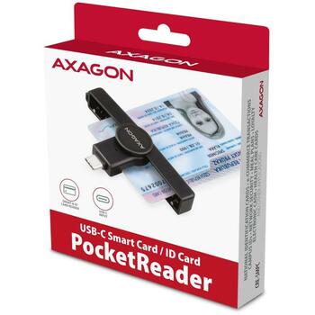 Axagon считыватель смарт-карт CRE-SMPC USB Type-C 480Mbps, 1 слот, 5V, CE, RoHS, черный (CRE-SMPC)