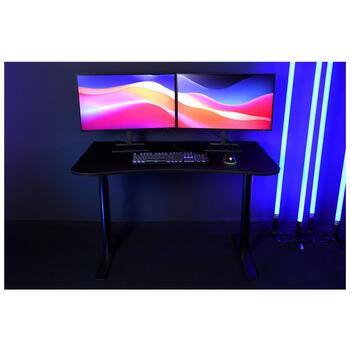 Arozzi Gaminga galds ARENA-SMALL-PBK, 71cm, 114cm, 71.1cm, T-veida, tērauds, pilnīga virsma, kabelis, monitora stiprinājums (ARENA-SMALL-PBK)