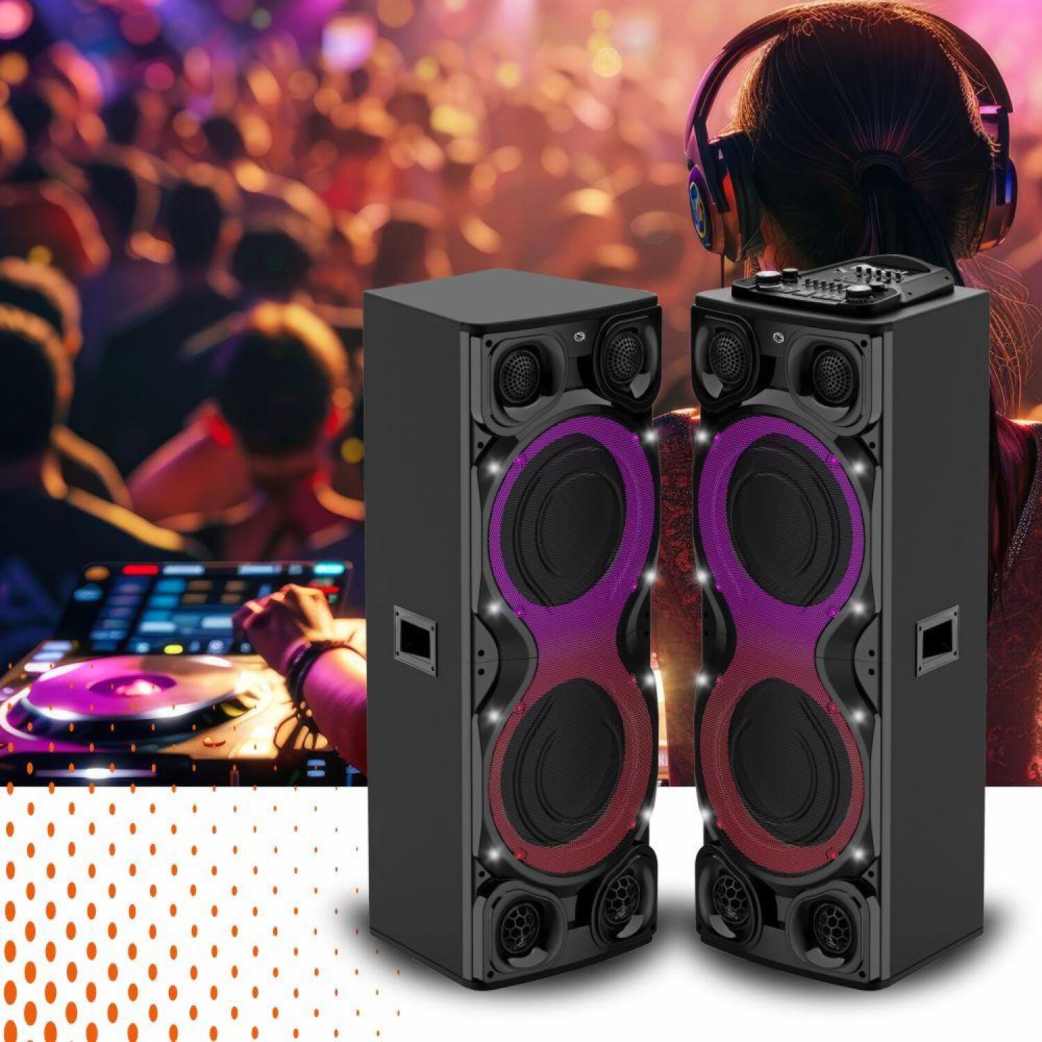 Manta Караоке колонка SPK1204X800D, 800W, 2x входа для микрофона, Bluetooth, AUX, USB, SD, LED подсветка (SPK1204X800D)