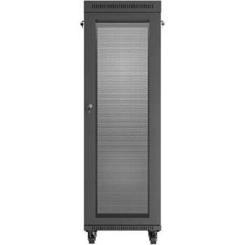 Szafa instalacyjna rack stojąca 19 cali 37U 600x600 drzwi perforowane LCD czarna (Flat pack) (FF01-6637-23BL)
