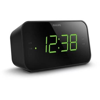 Philips радиобудильник TAR3306/12, FM, 87,5-108 МГц, 20 станций, 2 будильника, таймер сна, LED-дисплей, черный (TAR3306/12)