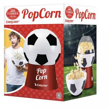 Beper Попкорн-машина P101CUD053, 1200W, горячий воздух, форма футбольного мяча, 2-в-1 сервировочная чаша-крышка (P101CUD053)