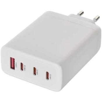 Emos Универсальное USB настенное зарядное устройство GaN V06G120, 120 Вт, 4xUSB, 100–240 В~ 50/60 Гц, быстрая зарядка, защита (V06G120)