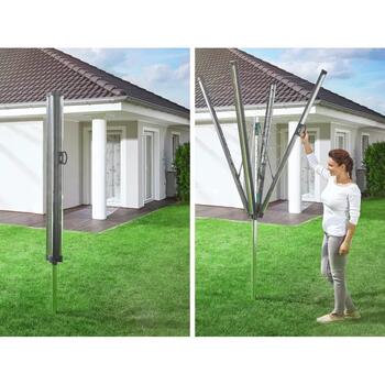 Leifheit veļas žāvētājs rotējošs Linomatic 500 Plus 1085276, 50m, 2,03m, 3,28m, 10 līmeņu augstums, automātiska auklu ievilkšana (1085276)