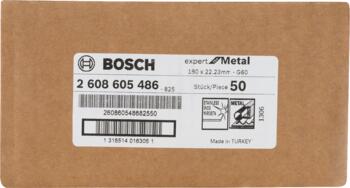 Slīpēšanas disks metālam R444,D= 180 mm; G= 60, Lielām leņķa slīpmašīnām ar fiksācijas uzgriezni R444 EXPERT FOR METAL SLĪPDISKS, 2608605486, BOSCH (2608605486)