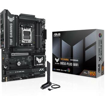 Asus Dēlis TUF GAMING B850-PLUS WIFI, AMD AM5, DDR5, 192 GB, 3 x M.2, 4 x SATA III, 2.5Gb Ethernet, Wi-Fi 7 (TUF GAMING B850-PLUS WIFI)