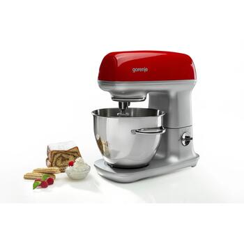 Gorenje кухонный комбайн MMC1000RLR, 1000 Вт, 7 скоростей, 4.5 Л, мясорубка, нержавеющая сталь/красный (MMC1000RLR)