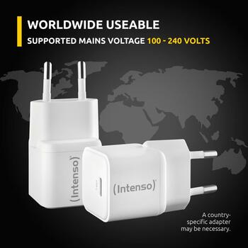 Intenso strāvas adapteris 7803032, 100-240 V, 30 W, 1 x USB-C, ātrā uzlāde, balts (7803032)