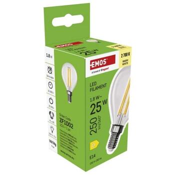 Emos LED лампочка Filament Mini Globe ZF1D02, 1,8 Вт, 250 лм, теплый белый, E14, 360°, 25 000 часов (ZF1D02)