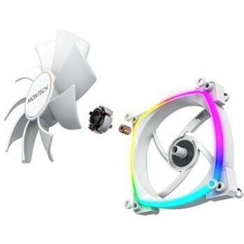 Montech Datora korpuss ventilators AX140PWMWHITE, 140mm, 540-1760RPM, 27.9dB, Rifle bearing, 4-pin, 5V 3-pin RGB (AX140PWMWHITE)