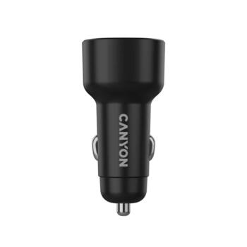 Auto lādētājs ar 48 W PD ātro uzlādi USB A un USB C izejām OnDrive 48 PD USB-A+USB-C Melns CNE-CCABR3AC CANYON (CNE-CCABR3AC)