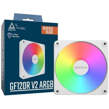 Montech Datora korpuss ventilators GF120R V2 ARGB PWM (W), 120mm, 1600RPM, 70.8cfm, HDB, balts (GF120R V2 ARGB PWM (W))