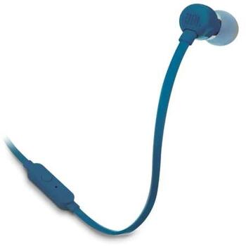 Jbl наушники JBLT110BLU, 3,5мм, 9мм, 20Гц - 20кГц, микрофон, 1-кнопочное управление, плоский кабель (JBLT110BLU)