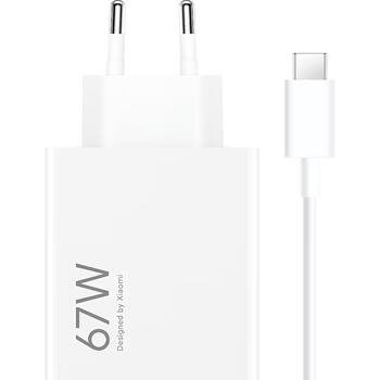 Ātrās uzlādes lādētājs USB-A 67 W HyperCharge MDY-12-EH USB-A ports 100–240 V līdz 67 W USB-C kabelis komplektā BHR9465EU Balta Xiaomi (BHR9465EU)