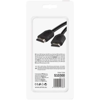 Emos Высокоскоростной HDMI 2.0 кабель A–A S10300, 3 м, 18 Гбит/с, 4K, Ethernet, ARC, поддержка 3D (S10300)
