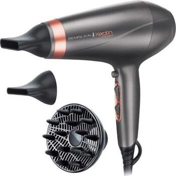 Remington фен для волос AC8820, 2200 Вт, 3 температурных режима, ионизация, насадка-диффузор, серебристый (AC8820)