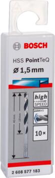 Urbis metālam PointTeQ 1,5 x 18 x 40 mm, 10 gab., Urbjmašīnām/skrūvgriežiem POINTTEQ HSS SPIRĀLVEIDA URBIS, 2608577183, BOSCH (2608577183)