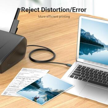 Vention USB 2.0 A Male к B Male кабель 2M COQBH, 2м, 0.48Gbit/s, прямой разъем, черный, PVC (COQBH)