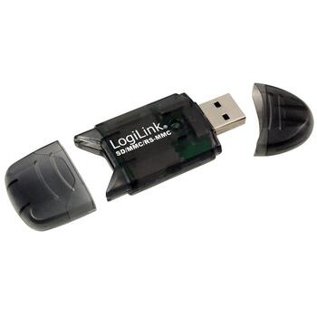 LogiLink Считыватель карт памяти CR0007, USB 2.0, 480 Мбит/с, SD, SDHC, MMC, RS-MMC, черный (CR0007)